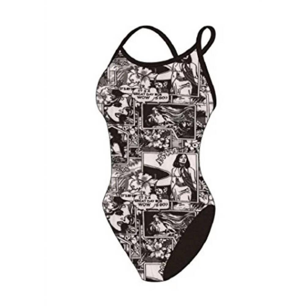 NEW TS SWIM women's crossback one piece swimsuit in newsprint